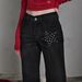 High-Waisted Women's Street Style Jeans with Studs Clean Fit Slightly Flared Unique Versatile Denim_mkmklike.com