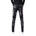 Autumn New Black And Gray Jeans Men's Slim Fit Small Feet Splashed With Paint Holes High-end Casual Long Pants Men_mkmklike.com