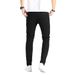 Men's Clothing Fashion Versatile Ripped Patch Elastic Slim Trousers Trendy Jeans_mkmklike.com