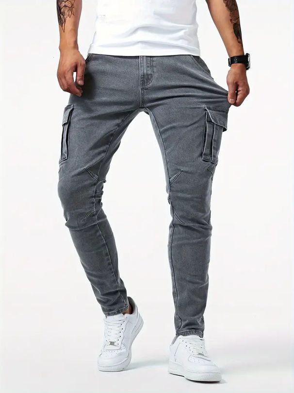 Men's Overalls Casual Pants Men's Denim Jeans Men's Multi Pocket Pants Work Pants_mkmklike.com