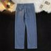 Men's Clothing Summer Washed Retro Jeans Loose Straight Leg Men's Trendy Boyfriend Style Wide Leg Flowing Pants_mkmklike.com