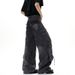 Men's Distressed Wide Leg Cargo Jeans - Heavyweight Denim With Multi-Pocket Design For Urban Streetwear Style_mkmklike.com