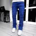 Suitable For All Seasons Men's Fashion Trendy INS Elastic Fringe Patch Denim Flared Pants_mkmklike.com