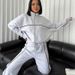 Women's Clothing leisure suit long sleeved half high collar cardigan sweater lace up striped trousers_mkmklike.com