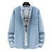 Foreign Trade Spring And Autumn Simple And Casual Versatile Long Sleeved Denim Shirts For Men And Youth Polo Collar Cotton Spot Solid Color Regular_mkmklike.com