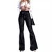 Women's Clothing High Waist Hip Lifting Lace Up Flared Pants Wide Leg Pants Jeans For Women_mkmklike.com