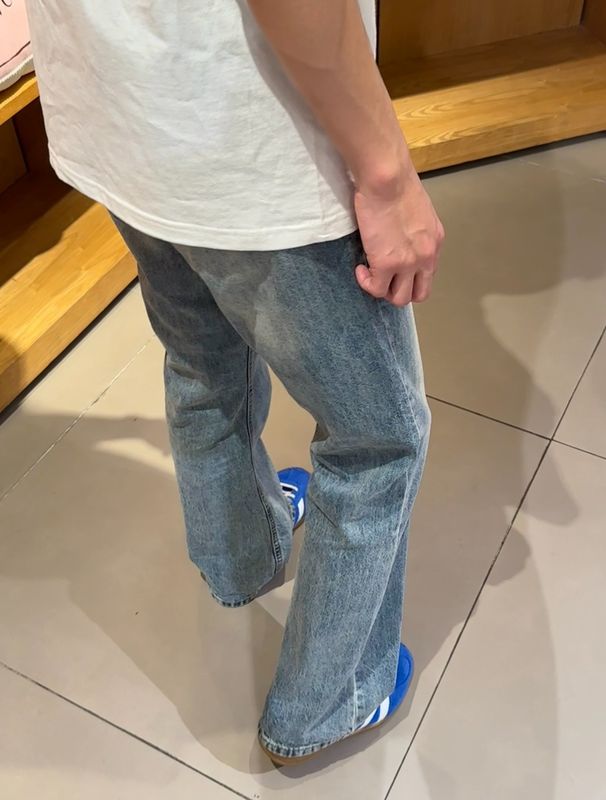 2025 New Micro La Jean Men's And Women's Brand Vintage Fashion Trendy Loose Wide Leg Contrast Color_mkmklike.com