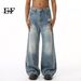 Men's Clothing 2025 New Products Retro Distressed Color Street Stitching Ripped Distressed Design Jeans Trend_mkmklike.com