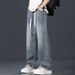 Men's Retro Washed Wide Leg Jeans Splatter Paint Casual Trousers High Street Plus Size Trendy Autumn Wear_mkmklike.com