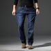 Large Size Men's Clothing For All Seasons, Versatile Daily Wear, Loose Elastic Jeans For Men, Loose Wide Leg Straight Leg Casual Denim Pants For Men_mkmklike.com