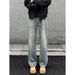 New Autumn Winter American-style Design Plus-size Vintage Bamboo Pattern Washed Flared Jeans, Loose Pants For Trendy Men_mkmklike.com