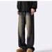 Men's Clothing Loose Dark Blue Straight Pants Washed Old Wide Leg Trousers Trend_mkmklike.com