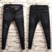 Men's Slim Fit Vintage Jeans – Distressed Blue & Black With Red Button Details | Korean Streetwear Skinny Denim Pants_mkmklike.com