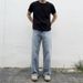 Men's Clothing Retro Blue Cow Washed Slightly Wide Leg Versatile Vintage Cleanfit Jeans_mkmklike.com