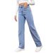 "Women's High Waist Wide Leg Jeans - Light Wash Stretch Denim (XS-6XL, Black/Light Blue/Dark Gray/Dark Blue)"_mkmklike.com
