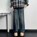 Woven Woven Wide-Leg Seven-Point Jeans Men's Retro Casual Five-Point Trendy Ins Loose Versatile Draped Straight Long Pants_mkmklike.com