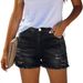 Women's High Waisted Denim Shorts Distressed Slimming Versatile Frayed Hem Trendy European American Style 2025 New_mkmklike.com