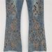 Women's Flared Nine-Point Jeans – Heavy Diamond Hollow Embroidery & Slim Fit (S-XXXL, Bluish)_mkmklike.com