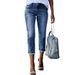 Women's High-Waisted Cropped Skinny Jeans Slim Fit Fashionable Trousers_mkmklike.com
