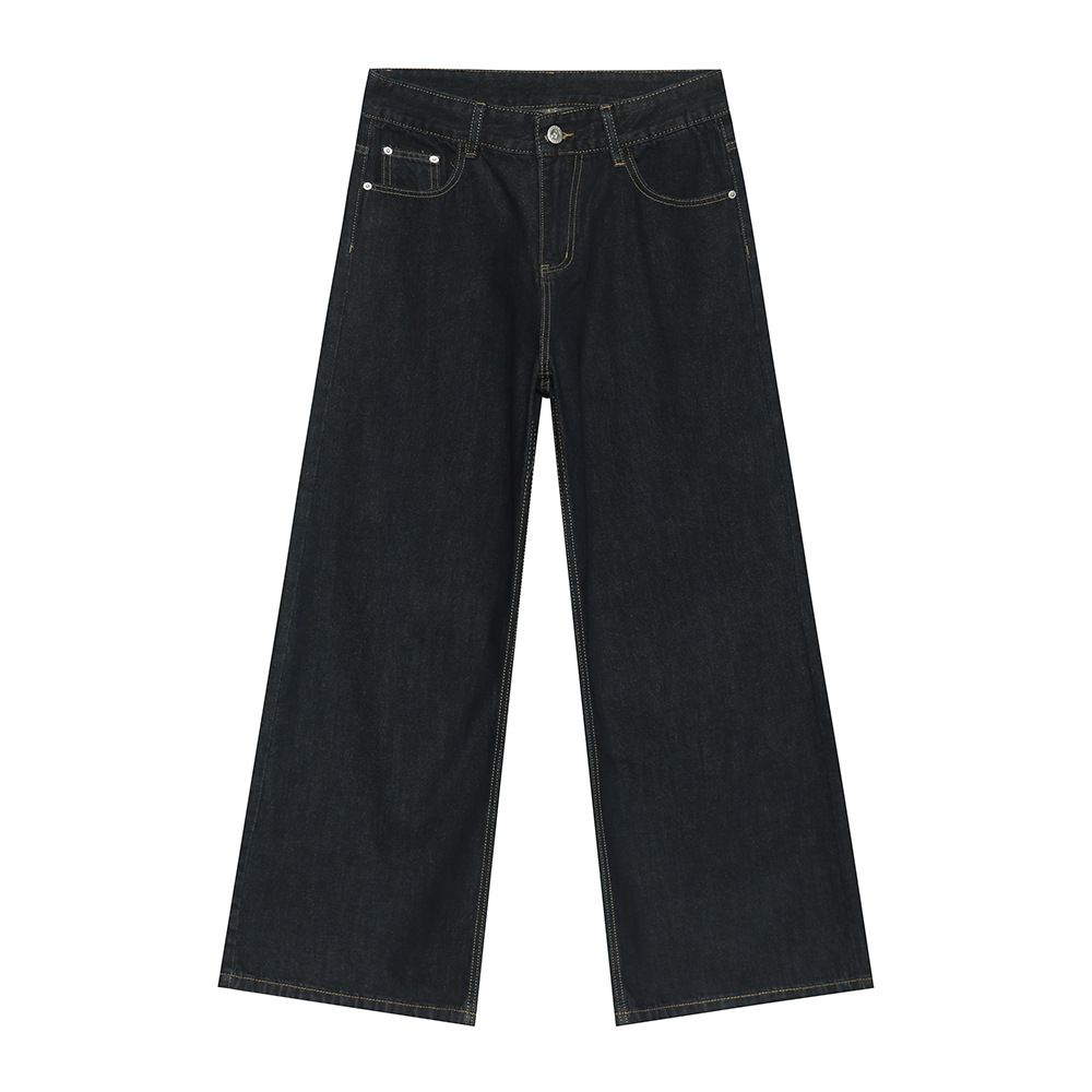 Men's Clothing Korean Style Cleanfit Blue Draped Loose Jeans Autumn New Arrival Simple Denim Clothing For Men_mkmklike.com