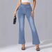 Women's Clothing Jeans Elastic Waist Stretch Washed Jeans Flared Pants_mkmklike.com