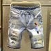 Men's Clothing Men's Trendy Retro Distressed Denim Shorts Mid-Length Ripped Patched Casual Straight Leg Five Point Pants For Summer_mkmklike.com