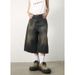 Retro Distressed Loose Wide Leg Denim Shorts for Men Hong Kong Style Nostalgic Vintage Summer Lazy Trendy Clothing_mkmklike.com