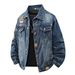 Men's Clothing Spring And Autumn Large Size Embroidered Denim Jacket Men's Trendy Motorcycle Style Tops Douyin Hot Retro Embroidered Men's Jacket_mkmklike.com