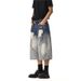 Washed Ripped Denim Shorts Men And Women Summer Straight Loose Wide Leg Pants_mkmklike.com
