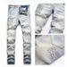 Men's High Street Trendy Straight Leg Jeans Letter Print High Waist Brand Hot Selling Denim_mkmklike.com