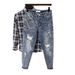 Men's Clothing Trendy Branded Hole Patch Casual Pants Slim Trendy Handsome And Versatile Beggar Pants_mkmklike.com