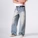 Edgy Washed Distressed Retro Design Jeans For Men And Women With Splatter Paint Graffiti Loose Straight Leg High Street Style_mkmklike.com