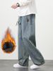Men's Winter Warm Fleece-Lined Thick Insulated Denim Pants Wide-Leg Straight Thermal Baggy Jeans Asian Size L-5XL_mkmklike.com