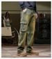 Four Season Versatile Trendy Brand Yellow Mud Washed Dirty Jeans For Men With Multi Pocket Design, Outdoor Workwear Straight Leg Denim Long Pants_mkmklike.com