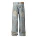 Post-Industrial Vintage Dirty Jeans For Men High Street Punk Ripped Personality Pocket Design Wide-Leg Straight Long_mkmklike.com