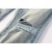 Men's American High Street Fashion Style Distressed Light Blue Stretch Skinny Damaged Holes Raw Hems Button Fly Ripped_mkmklike.com