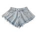 Trendy Girl Closet Trendy Girl Closet 6010#Cross-Border 2024 New European And American Style Women's Denim Shorts With Ripped High Waist Loose Tassel_mkmklike.com