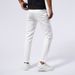 Men's Slim Fit Straight Leg Jeans White Distressed Beaded Patchwork Distressed Style_mkmklike.com