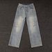 Vintage Washed Denim Jeans For Men - Distressed Wide Leg Relaxed Fit Casual Pants With Ripped Details_mkmklike.com