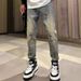 Autumn New Loose Straight Jeans Men's Fashion Personality Retro Embroidery Trend Casual Pants Versatile Trousers_mkmklike.com