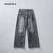Men's Clothing High Street Jeans High End Cool And Stylish Loose Straight Lace Up Trousers_mkmklike.com