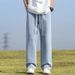 HOLDFREE Light Blue Jeans Boys New Summer Thin Ruffian Handsome High Street Straight Loose Casual Pants_mkmklike.com