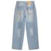 New Trendy Brand AC Gradient Silver Coated Jeans Washed Vintage Distressed American Style Unisex Straight Pants_mkmklike.com