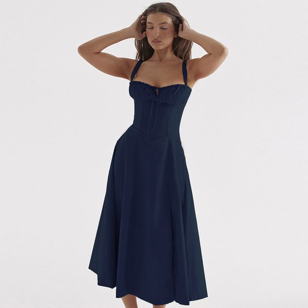 Women's Clothing temperament leisure strap waist slimming a swing suspender dress _mkmklike.com