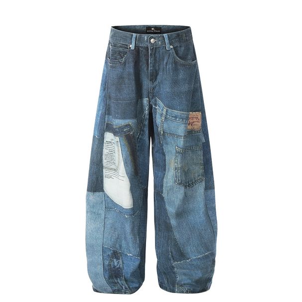 Men's Clothing Patch Digital Printing Scimitar Pants Men's Workwear Trousers Design Niche Silhouette Sickle Loose Wide Leg Pants Trend_mkmklike.com