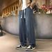 American Retro Washed Jeans Men's Spring And Autumn New Casual Versatile Elastic Waist Loose Straight Wide-leg Trousers_mkmklike.com
