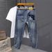 Summer New Thin Heavy Industry Washed Jeans Men's Loose Fat Jeans Men's Embroidered Retro American Jeans_mkmklike.com
