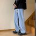 Men's American Style High Street Elastic Waist Jeans Trendy Loose Straight Leg Casual Wide Leg_mkmklike.com