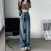 Wide Leg Jeans Korean Style High Waisted Loose Fitting Straight Leg Slimming plus Size Floor Length for Women Autumn Winter_mkmklike.com