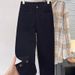 Plus-size Black Straight-leg Jeans Women, New Spring 2026 Model, Slimming High-waisted Stretchy Cropped Cigarette Pants_mkmklike.com